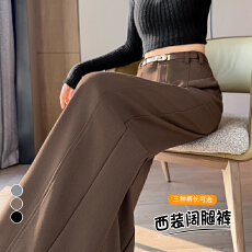 批发实拍2026秋季<b class='q'>新款</b>西装裤高腰窄版阔腿裤直筒裤垂感休闲拖地裤女
