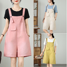 批发实拍胖妹妹夏季新款<b class='q'>糖果</b><b class='q'>色</b>简约百搭背带短裤