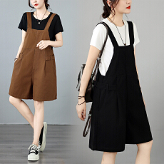 批发实拍胖妹妹两色休闲背带<b class='q'>裤</b>宽松显瘦工装吊带<b class='q'>裤</b>