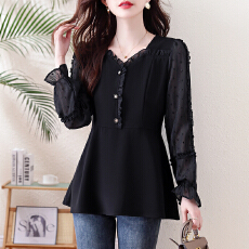 批发时尚大码女装雪纺衫休闲显瘦宽松韩版百搭V领上衣