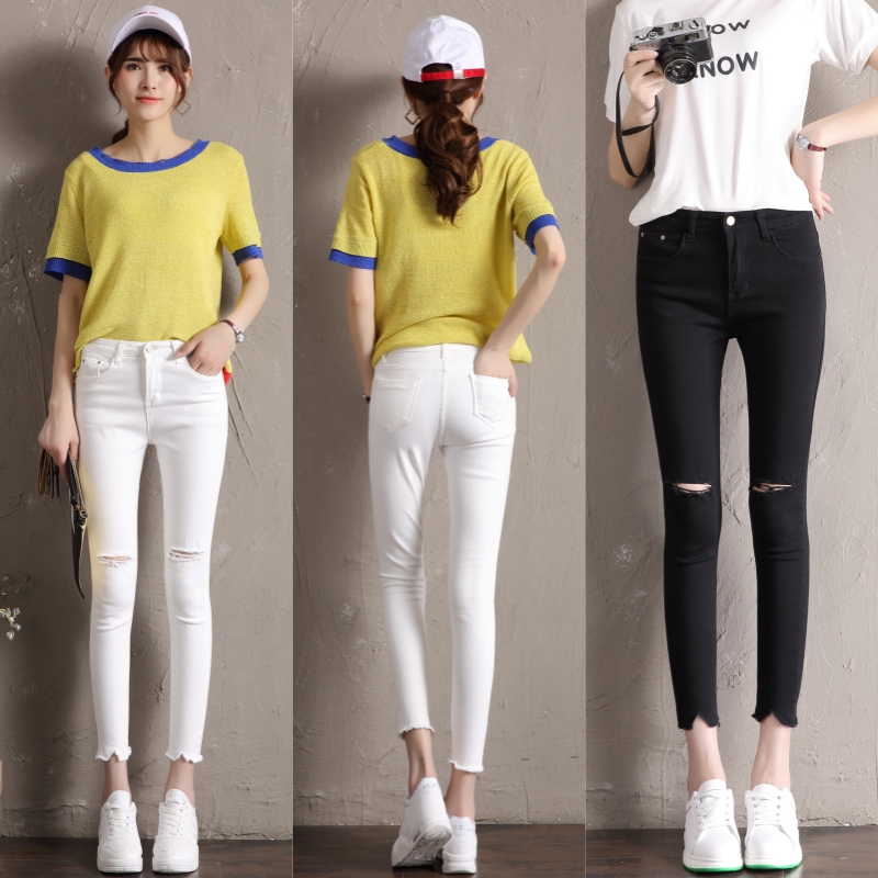 FA36617# 美式紧身牛仔...