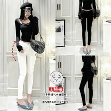 批发实丰胯牛仔裤女秋冬新款高腰显瘦紧身白色靴裤小脚<b class='q'>铅笔裤</b>