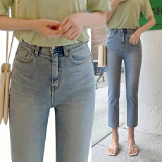 批发韩国欧尼高腰直筒牛仔裤女2026春季新款显瘦时尚裤弹力九分