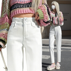 批发AMR UU◆福利款～高腰显瘦哈伦裤九分烟管裤小脚牛仔裤女春夏新