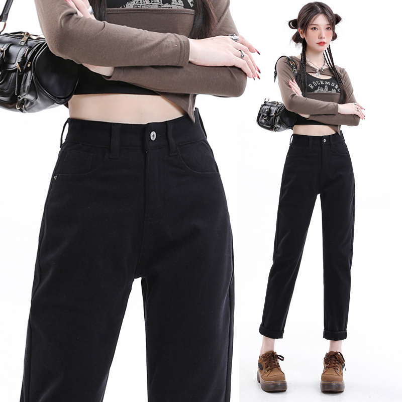 검정색 할란 청바지 좁은 에디션 와이드 레깅스 바지 루즈핏 빅 사이즈 지방 mm 마이크로 지방 슬림해 보이는 9부 바지