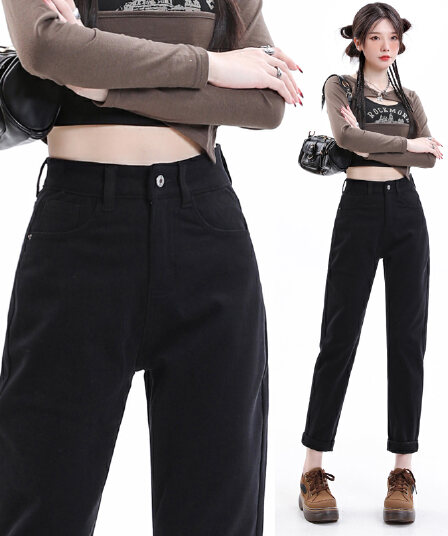 검정색 할란 청바지 좁은 에디션 와이드 레깅스 바지 루즈핏 빅 사이즈 지방 mm 마이크로 지방 슬림해 보이는 9부 바지