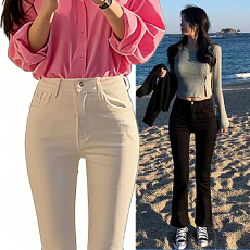 批发2026春季新款牛仔九分裤女直筒微喇裤脚小个子显瘦弹力裤子