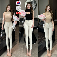 批发MISSCC<b class='q'>韩国</b>代购基础升级小白裤收腰显瘦紧身加绒白色<b class='q'>小脚裤</b>牛仔裤