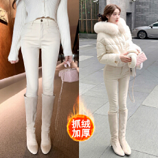 批发若语定制 韩<b class='q'>女裤</b> 加绒加厚修身高腰<b class='q'>小脚</b>裤高腰显瘦高弹力牛仔裤女