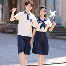 批发8619#实拍情侣装短袖运动会学院风学生<b class='q'>班</b><b class='q'>服</b>套装