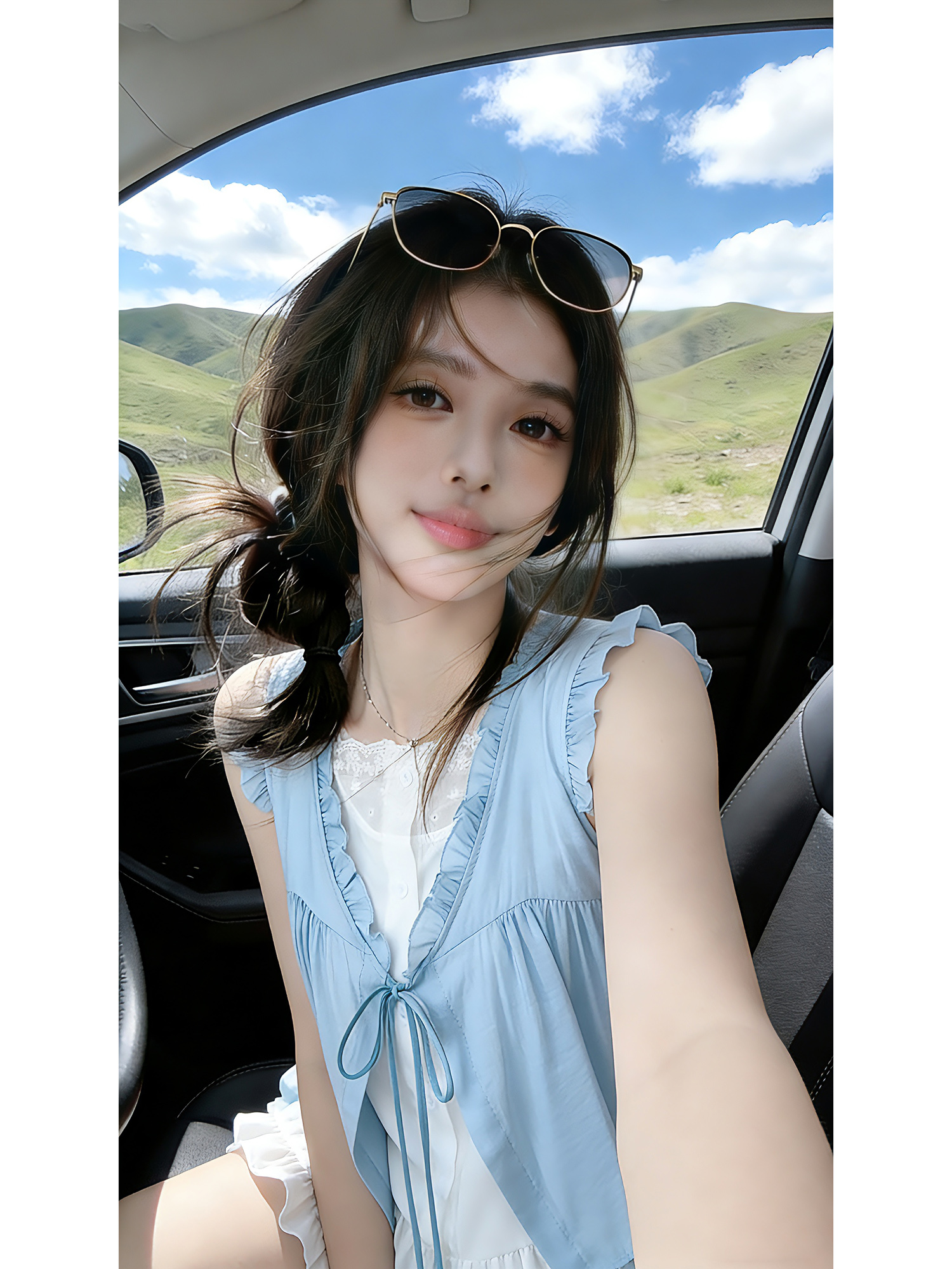 실사 프랑스식 프릴 페이크 레이어드 작은 날다 소매 프릴 여름 새로운 연령 감소 인형 셔츠 쇼트 스타일 맨위 여성