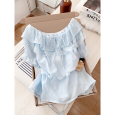 批发实拍 夏季新款气质超仙花边荷叶边<b class='q'>衬衫</b>薄款宽松独特别致上衣女