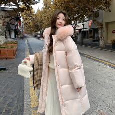 批发实拍莫斯科的冬三星羽绒棉大ins毛领短过膝中长款加厚时尚羽绒服