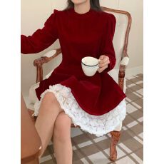 批发实拍大码赫本风内搭丝绒连衣裙女<b class='q'>秋</b>冬胖mm收腰遮胯显瘦礼服小黑裙