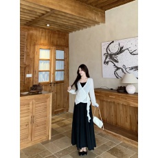 批发实拍大码两件套装女2026秋季新款长袖绑带开衫上衣吊带连衣裙
