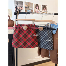 批发实拍实价~<b class='q'>复古</b>撞色格子高腰半身裙女装冬季别致减龄显瘦包臀裙