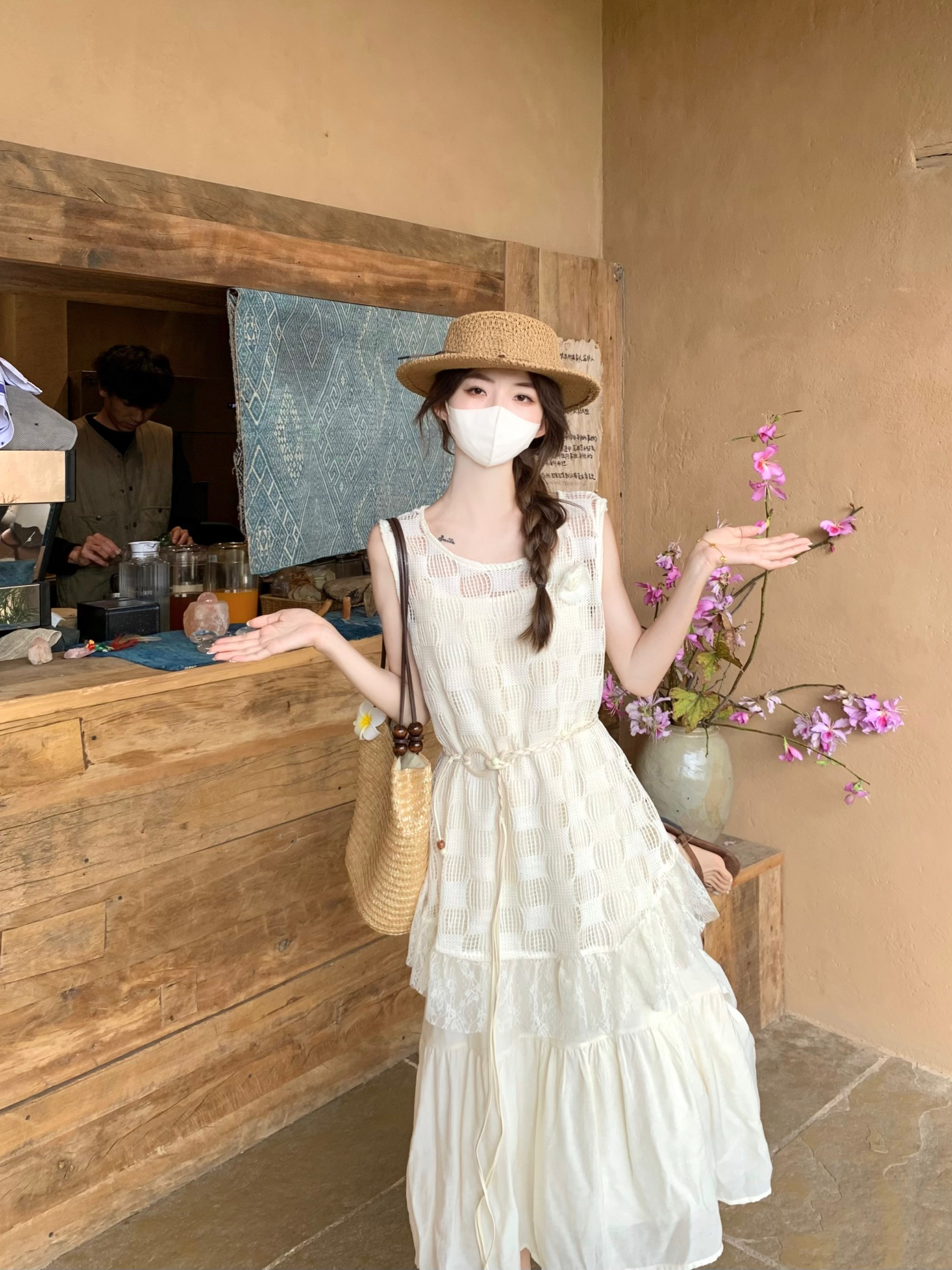 실사 정가 2026 민소매 조끼 스커트 드레스 2026 새로운 여름 연령 감소 루즈핏 슬립 드레스