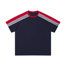 批发<b class='q'>特价</b>光版10件起拿潮牌220克纯棉短袖t恤男女夏季条纹圆领情侣上衣