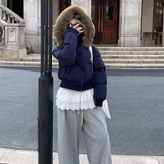 批发控价98+（同行勿上） 冬季毛领连帽收腰加厚短款羽绒棉服女