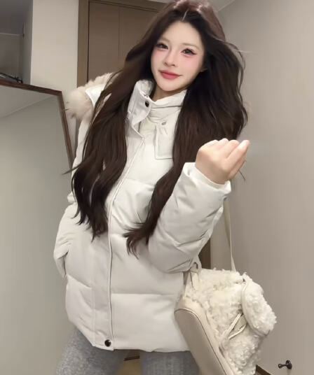 2026 년 새로운 허리 수축 아래 면화 의류 여성 짧은 큰 모피 칼라 작은 키 두꺼운 몸매 가꾸기 목화 진딧물 겨울 재킷