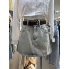 批发十三行女装新款2025秋季气质高腰复古A字牛仔短裙浅色<b class='q'>百搭</b>半身裙