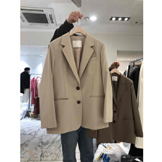 批发韩国东大门2025秋<b class='q'>冬</b>新款设计感小众复古气质纯色宽松纽扣西装