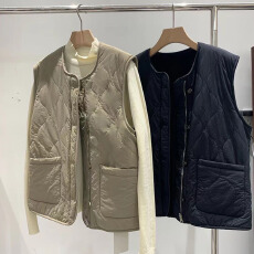 批发两面穿棉<b class='q'>马甲</b>女秋冬韩国东大门2025新款菱格大口袋羊羔毛背心