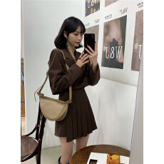 批发韩国东大门2025秋冬新款小个子西装<b class='q'>外套</b>+百褶半身裙学院风两件套