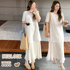 批发孕妇<b class='q'>雪纺</b>拼接夏季法式浪漫提花镂空飘逸<b class='q'>连衣裙</b>