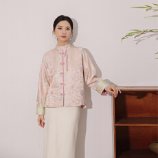 批发新中式提花立领盘扣缎面国风外套春禅意复古唐装