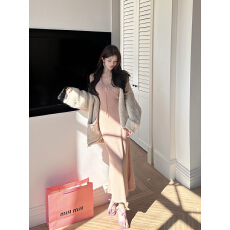 批发实拍性感法式优雅蕾丝拼接针织<b class='q'>吊带</b>连衣长裙+慵懒宽松开衫外套女