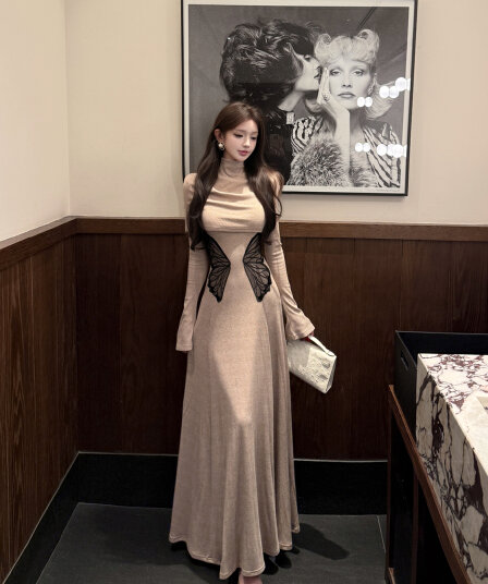 실사 레트로 섹시함 새로운 중식 개선 자수 허리 수축 슬림해 보이는 드레스 롱 스커트 숄 두 조각 여성 세트