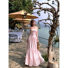 批发实拍夏季性感蕾丝<b class='q'>拼接</b>收腰显瘦吊带蛋糕裙<b class='q'>连衣裙</b>长裙女