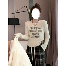 批发圆领字母印花打底针织衫毛衣女2025秋季<b class='q'>大码</b>时尚显瘦短款内搭上衣