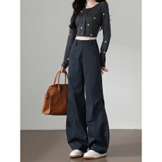 批发弯刀工装裤女2026新款大码高腰宽松直筒百搭胖妹妹休闲香蕉阔腿裤