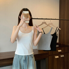 批发实拍精棉210g大码微胖纯欲风双肩带吊带背心少女显瘦美背<b class='q'>内衣</b>外穿
