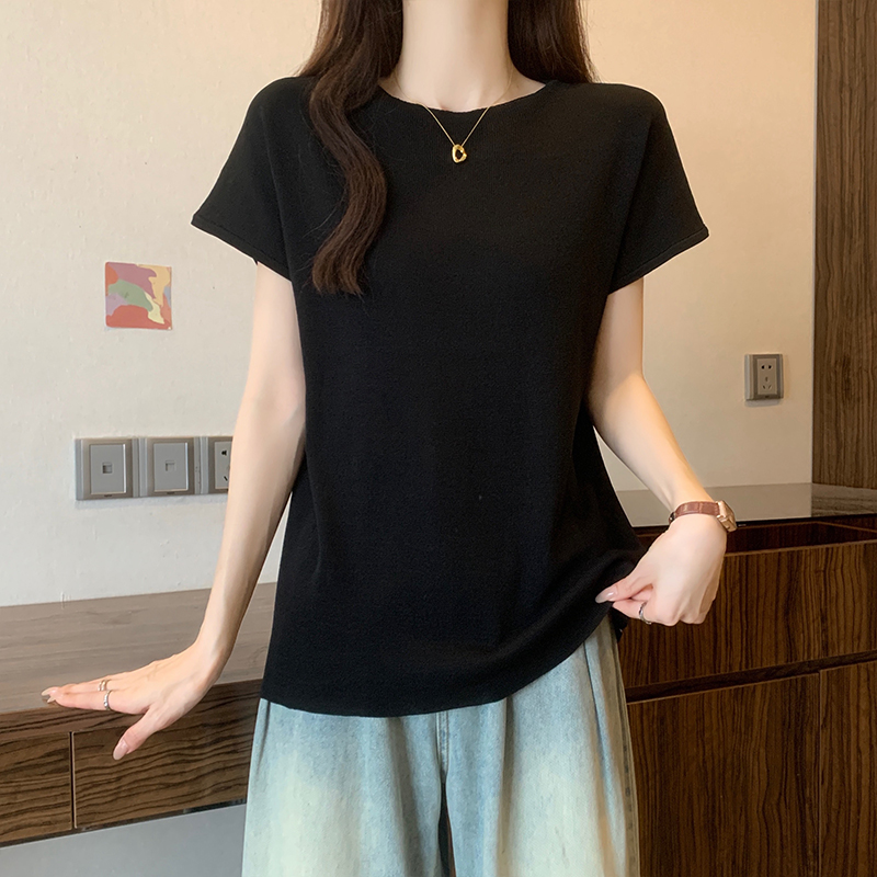 실사 한 부서 캐주얼 바람 다용도 반팔 맨위 여성 2026 여름 빅 사이즈 지방 mm 루즈핏 슬림해 보이는 검정색 맨위