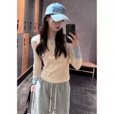 批发<b class='q'>夏</b>春茶秋冬季美式复古撞色拼接设计感修身显瘦圆领针织打底衫