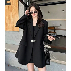 批发黑色小西装外套女2026<b class='q'>春</b>秋新款高级感休闲宽松慵懒风韩版炸街