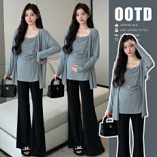 批发实拍春上新！韩系ins慵懒风通勤显瘦套装三件套