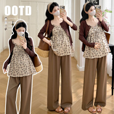 批发2026年新款早春孕妇休闲吊带+外套+百搭西<b class='q'>裤</b>阔腿<b class='q'>裤</b><b class='q'>三件套</b>