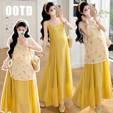 批发夏上新！现款新中式天丝外衫+吊带裙孕妇大码MM两件套装