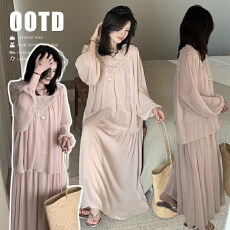 批发现现新款春夏仙女气质嫩粉色拼接蕾丝花边<b class='q'>套装</b>