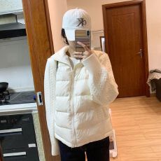 批发2026冬季保暖假两件立领短款棉服<b class='q'>女</b>奶白色休闲粗麻花拼接针织外套