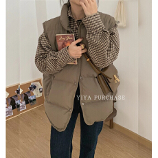 批发Dres同款韩国东大门2026冬季宽松面包服羽绒棉马甲女背心坎肩外套
