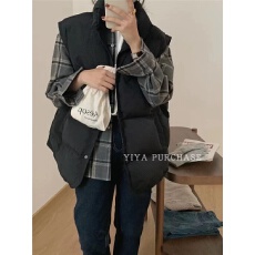 批发Dres同款韩国东大门2026冬季宽松面包服羽绒棉马甲女背心坎肩外套