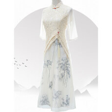 批发蕾丝<b class='q'>旗袍</b>2026年<b class='q'>新款</b>春秋年轻款少女改良气质新中式拼接连衣裙春季