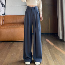 批发2026春季新款高腰窄版休闲裤阔腿裤直筒拖地裤女