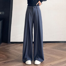 批发黑色<b class='q'>西装</b>裤女2026年新款宽松垂感拖地裤阔腿裤