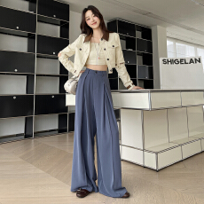 批发黑色<b class='q'>西装</b>裤女2026年新款宽松垂感拖地裤阔腿裤